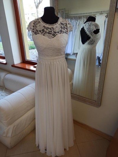 Suknia ślubna koronkowa z szyfonem